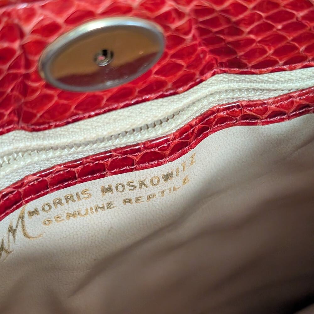 Morris Moskowitz Vintage | Genuine Reptile Crossbody Bag | Red - Picture 8 of 15